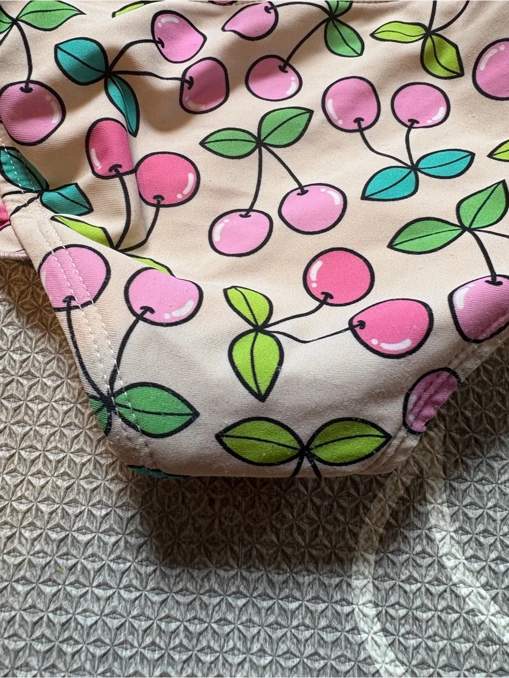 Posh Peanut Pink Cherry Print Long Sleeve Bikini Set